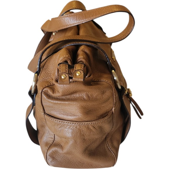 Michael Kors Tan Pebbled Leather Multi Pocket Satchel Shoulder Bag Gold Hardware - Picture 5 of 10